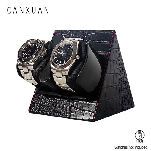 Remontoir De Montre Automatique,Boîte De Remontage De Montre,Câble Usb Non Couvert Uniquement,Fibre De Carbone Triangulaire,Motif Crocodile,1 Pièce - Type Crocodile Pattern
