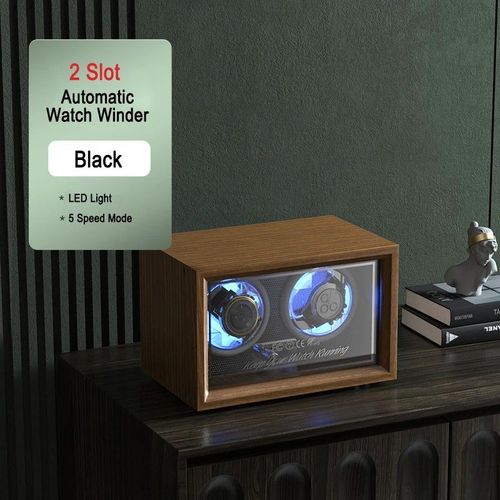 Ibbeton Montres En Bois De Luxe Remontoir Haut De Gamme 2 4 6 Slots Boîte De Montre Automatique Avec Mabuchi Moteur Silencieux Armoire De Montre Stockage D¿Horloge - Type Ib-Black-02c