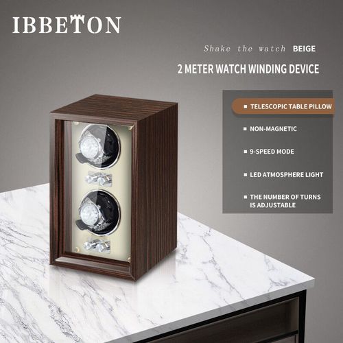 Yibidun-Remontoir De Montre Mécanique Existent,Boîte En Bois De Luxe Avec Lumière Led Et Couvercle,Capteur,Coffre-Fort De Rangement - Type E-2-2