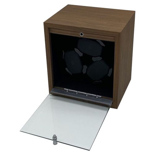 Remontoir De Montre Pour Montres Automatiques,Boîte De Rangement,Boîtier De Montre Mécanique Anti-Poussière,Coffre-Fort En Bois De Noyer Noir,Lumière Ambiante Led - Type Black
