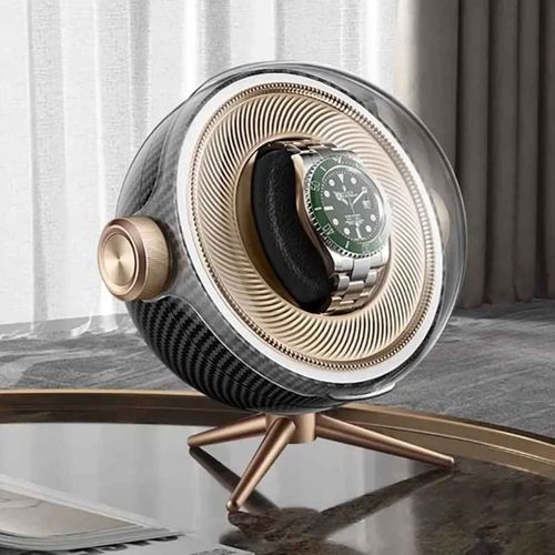 Remontoir De Montre Automatique De Luxe Avec Magnétisme Zéro,Dispositif De Remontage De Montres Led Silencieux Pour La Maison,Boîte De Rangement Mécanique De Chevet - Type Carbon Fiber 1 Solt