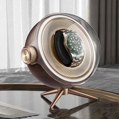 Remontoir De Montre Automatique De Luxe Avec Magnétisme Zéro,Dispositif De Remontage De Montres Led Silencieux Pour La Maison,Boîte De Rangement Mécanique De Chevet - Type 1 Bit-Wood Grain