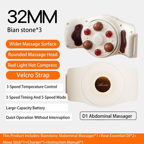 Masseur Abdominal Bidirectionnel,Ceinture De Massage Pour Frottement De L'abdomen,Pierre Naturelle,Pétrissage Chauffé,Ventre Lombaire,Perte De Poids,Amincissant - Type D1