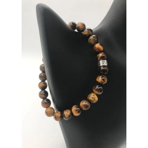Bracelet En Oeil De Tigre, 25 Perles 100% Naturelles Et Véritables De 8mm - Taille : 18