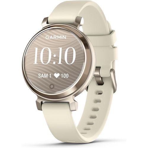 Chenquansarl-Lily 2 - Petite Montre Connectée Et Élégante - Cream Gold Avec Bracelet Silicone Blanc Coco