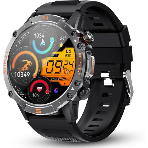 Chenquansarl-Montre Connectée Homme Smart Watch Militaire Robuste Et Étanche Avec 1,43"" Amoled, Cadeau Homme Smartwatch Avec Podometre 410mah Batterie, 120+ Modes Sport, Compatible Android/Ios (Noir)