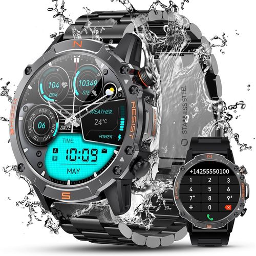Chenquansarl-Montre Connectée Homme Smart Watch Militaire Tactique Étanche Avec Amoled 1,43"", Cadeau Homme Smartwatch Avec Podometre Batterie De 60 Jours, 120+ Modes Sport, Compatible Android/Ios
