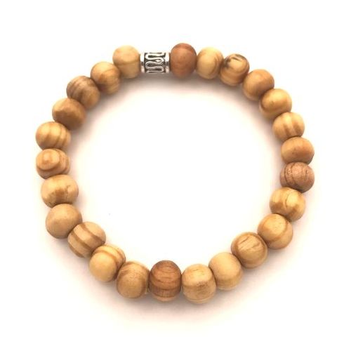 Bracelet En Bois Zébré, 28 Perles 100% Naturelles Et Véritables De 8 Mm - Taille : 18