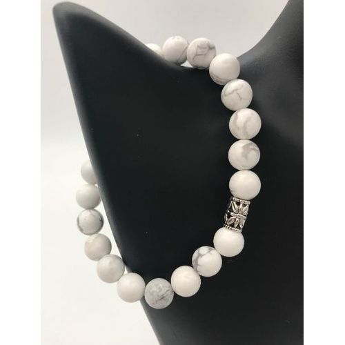 Bracelet En Howlite, 22 Perles 100% Naturelles Et Véritables De 8 Mm, Taille : 16,5 (Pour Petits Poignets)