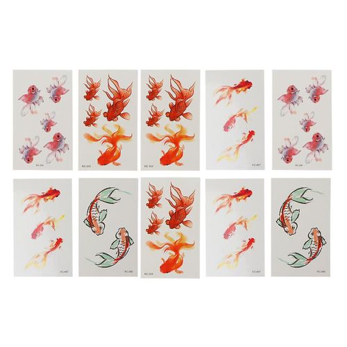 10 Feuille Koi Pond Peinture Résine Remplissages Poissons Rouges Tatouages Autocollant Pour Bricolage Artisanat 