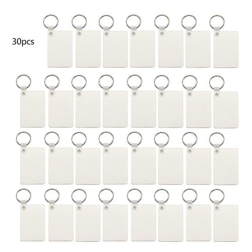 30x Blanc Rectangle En Bois Mdf Porte-Clés Porte-Clés Porte-Clés Transfert De Chaleur Tag