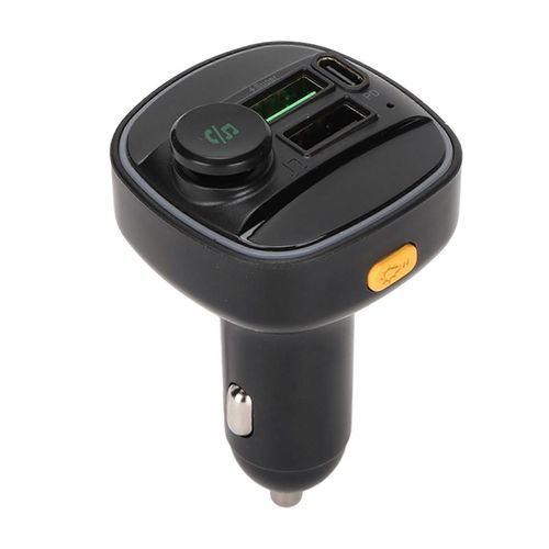 Chargeur De Voiture Transmetteur Radio Fm Sans Fil Double Usb Adaptateur Bluetooth À Charge Rapide Avec Lumière Led Noir