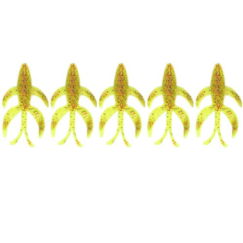 Lot De 5 Leurres Souples Artificiels Pour Peche A La Crevette, Pour Eau Douce Et Eau Salee, Vert Et Jaune