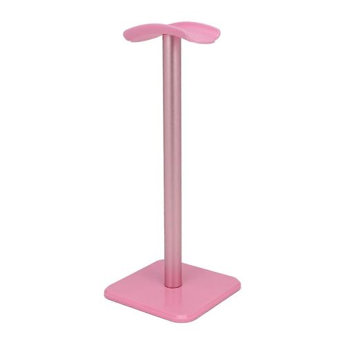 Support de casque Coin arrondi Base antidérapante Plateau en TPU Support de casque de barre en métal robuste pour bureau de jeu à domicile Rose