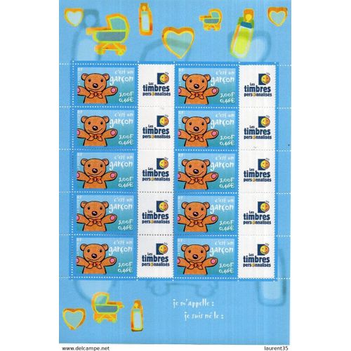 France.Feuille Du N° 3431.C'est Un Garçon.Logo Timbres Personnalisés.N**.
