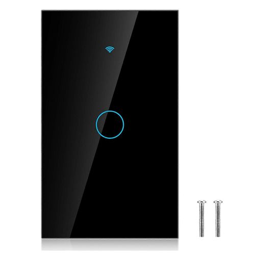Commutateur d¿écran tactile WiFi Single Circle pour Google 1 ? Way AC 90 ?250V (prise US noire)