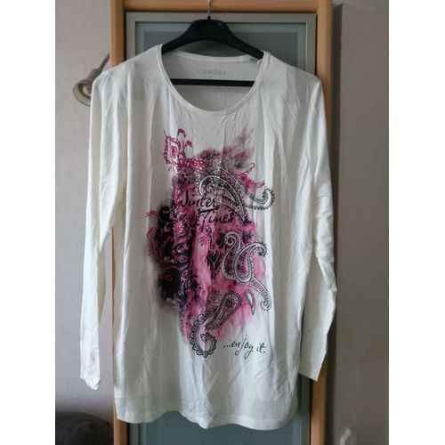 T-Shirt Neuf Taille 44-46 Écru À Motif