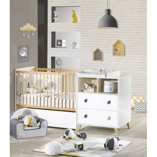 Chambre Duo Lit Combiné Évolutif + Armoire Oslo Goutte - Sauthon Meubles