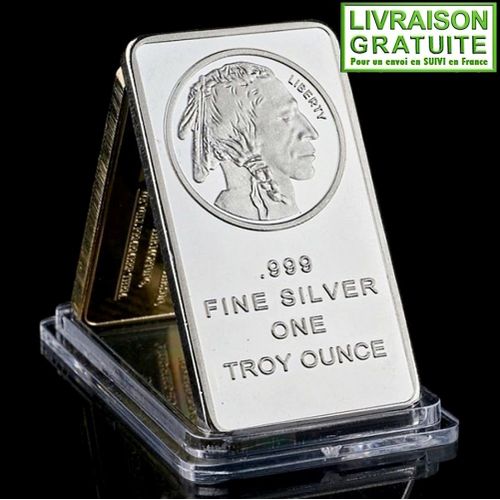 États-Unis Chef Indien Buffalo - Lingot Commémoratif Plaqué Argent