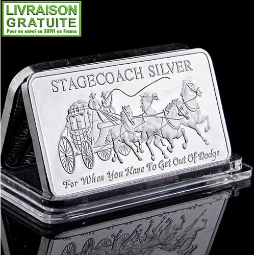 États-Unis Far West Diligence Stagecoach - Lingot Commémoratif Plaqué Argent