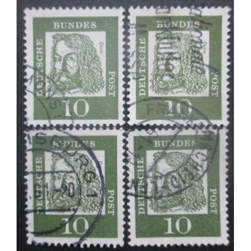 Allemagne Rfa N°223c X 4 Papier Blanc Oblitéré