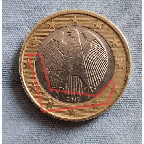 Pièce 1€ Allemande 2002 F Défaut De Fabrication
