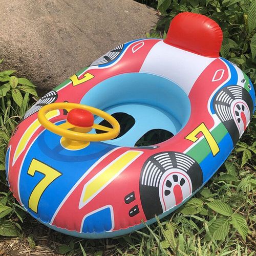 Anneau Flottant De Natation De Bateau De Voiture De Volant De Bébé,Flotteur Gonflable De Piscine De Bébé,Jouets De Baignoire,Accessoires De Piscine - Type Blue