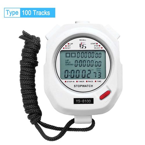 Chronomètre Numérique Professionnel Multifonction Portable Pour Sports De Plein Air,Chronomètre D'entraînement,Chronographe,Chronomètre - Type White 100 Tracks