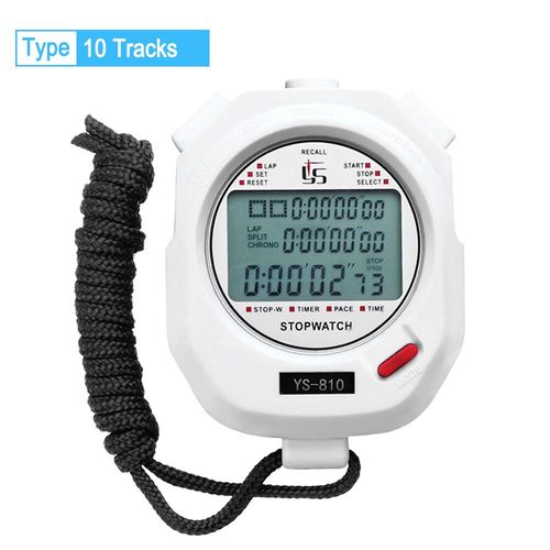 Chronomètre Numérique Professionnel Multifonction Portable Pour Sports De Plein Air,Chronomètre D'entraînement,Chronographe,Chronomètre - Type White 10 Tracks