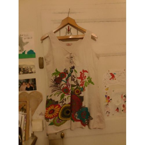 Débardeur Blanc Motifs Colorés 42 Xl Coton Du Monde.