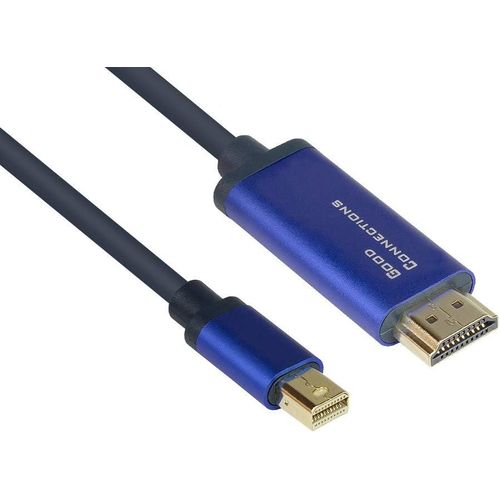Smartflex Câble Mini Displayport 1.4 Vers Hdmi 2.0 4K Uhd @ 60Hz Rgb / 4:4:4 Boîtier En Aluminium Très Flexible Bleu Foncé 3 M[ADA08550]