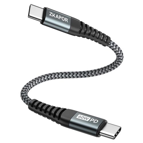 Câble USB-C Court 30cm - 60W Power Delivery - Pour iPhone 15 Pro , Galaxy S23, iPad Pro, Huawei P40, Charge Rapide Type-C - SMART ACCESSOIRES