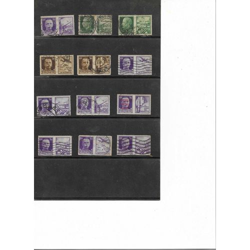 12 Timbre Vignettes Patriotiques Oblitérés Victor Emmanuel Iii Italie 1942