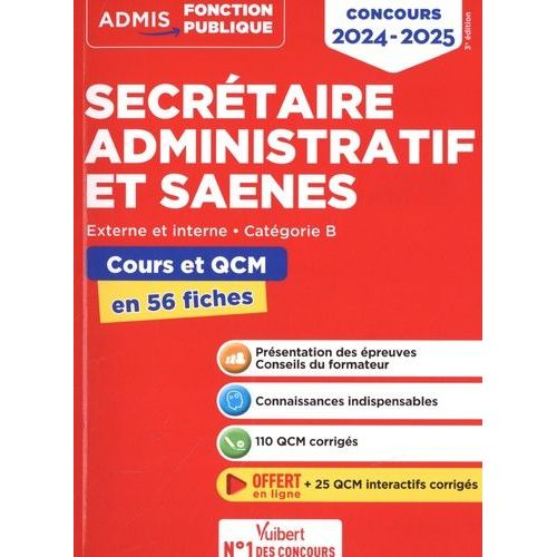 Concours Secrétaire Administratif Et Saenes - Cours Et Qcm En 56 Fiches