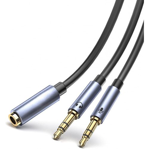 Adaptateur Micro Casque, Adaptateur Jack, Audio Stéréo 3.5Mm, Adaptateur Micro Casque 2 Dual 3.5Mm Mâle À 3.5Mm Femelle Pour Ordinateur Pc Ecouteur Casque[BLU5270121]