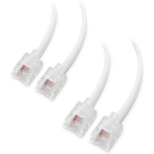 GOTHICANA BY EMPPack De 2 Câble Téléphonique De 3M (Cable Rj11 Vers Rj11) Pour Téléphone, Internet Dsl, Adsl, Modem En Blanc - 3M