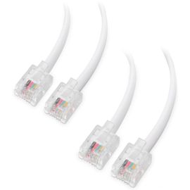 GOTHICANA BY EMPPack De 2 Câble Téléphonique De 3M (Cable Rj11 Vers Rj11) Pour Téléphone, Internet Dsl, Adsl, Modem En Blanc - 3M