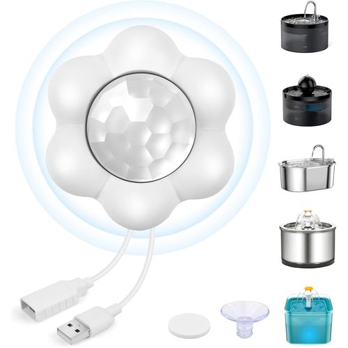 GOTHICANA BY EMPFontaine A Eau Chat Detecteur De Mouvement, Detecteur De Mouvement Avec Interface Usb, Capteur Silencieux Universel, Usb Capteur Infrarouge Pour Fontaines À Eau Pour Chats Chien