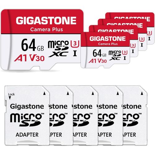 Carte Mémoire 64 Go Lot De 5 Cartes,Caméra Plus Série,Vitesse Allant Jusqu'à 95 Mo/S. Idéal Pour Full Hd Video Gopro Drone Caméra,U1 C10 Carte Micro Sdxc Avec Mini Coque Et Adaptateur Sd-Marque Générale