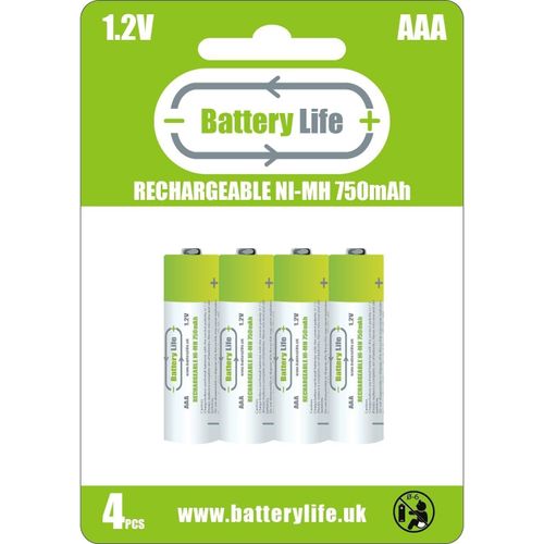 Lot De 4 Piles Rechargeables Ni-Mh Aaa 750 Mah 1,2 V Pour Téléphone Sans Fil/Lampes Solaires