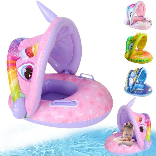Blau Anneau De Bain Bébé,Bouée Bébé,Bouée Bébé De Natation Gonflable Avec Parasol Amovible,Bébé Siège De Piscine,Piscine Enfant Anneau De Natation Aux Enfant De 1 À 4 An