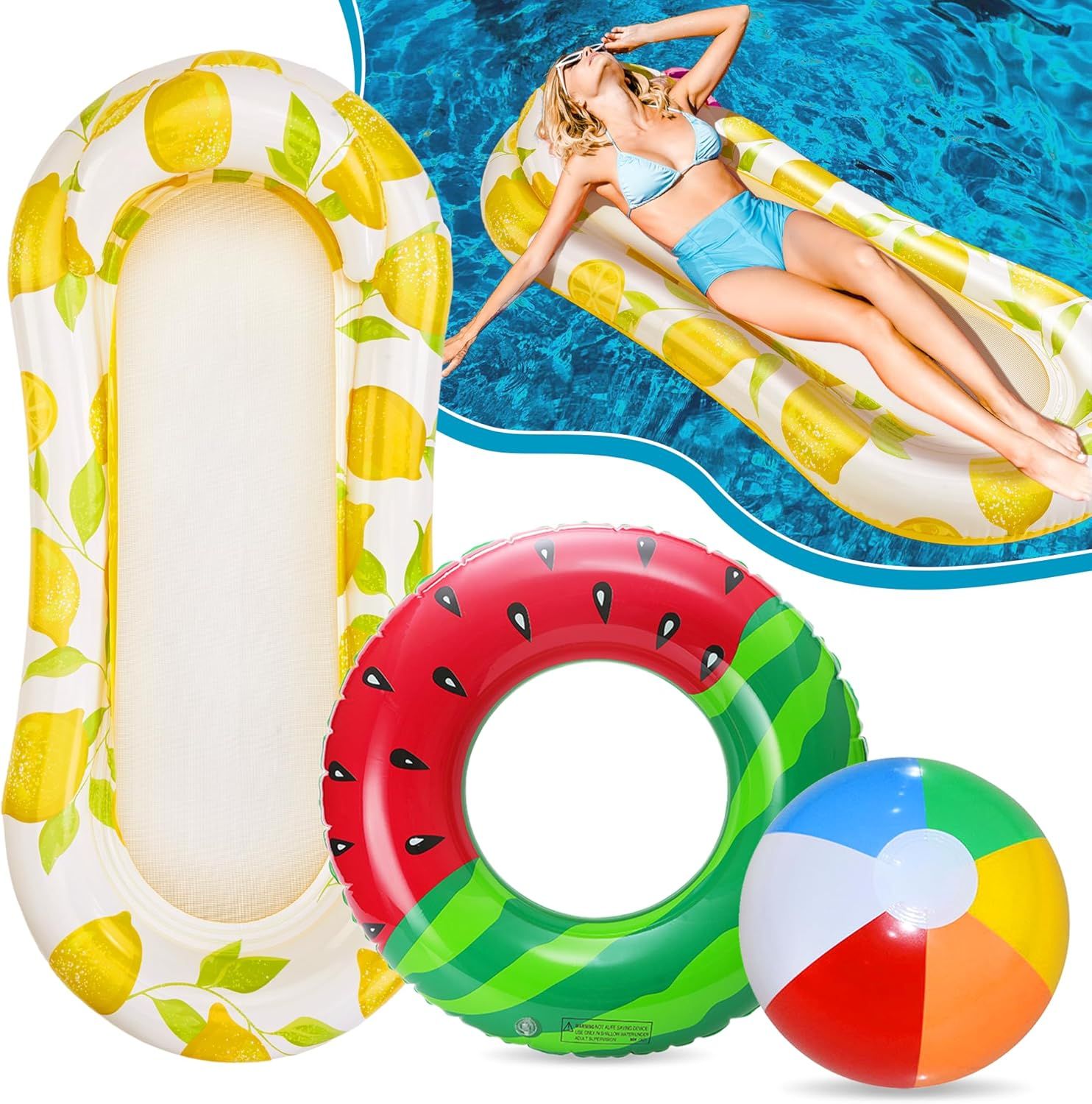 3 Pièces Flottant Hamac Gonflable,Gonflables Bouee,Flotteur Gonflab...