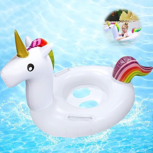 Bouée De Natation Pour Bébé - Licorne - Bouée Gonflable Pour Bébé - Pour Enfants De 6 À 48 Mois (Blanc)