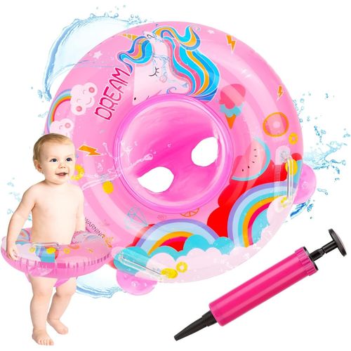 Bouée Pour Bébé,Licorne Bouée Siège De Piscine Bouée Gonflable Flotteur De Natation Flotteur De Piscine ¿Bouée De Dessin Animé Équipement De Natation Aide À La Nage Pour Enfant 6 Mois À 3 Ans,Rose