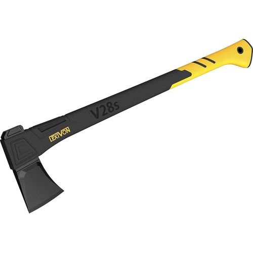 Hache de Survie V28S ¿ Hachette Bois Bucheron de 71 cm | Merlin Bois fendre | Manche Ergonomique en Composite Fibre de Verre avec Grip en Caoutchouc TPR | Étui de Transport Inclus (LX-V28S)