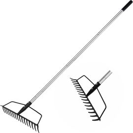 Râteau Arche De Jardin Pour Pelouse,Charge Lourde,En Acier Inoxydable,Râteau De Jardin Réglable Pour Niveler Le Sol Sablonneux Et Ramasser Les Feuilles,Garden Rake Carbon Steel Sturdy