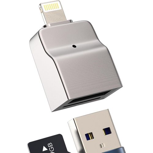 Adaptateur USB Lightning (2 en 1)-Lecteur de carte Micro SD-Lecteur de carte mémoire TF-Appareil photo numérique OTG 3.0-Lecteur de téléphone portable-Pour Apple iPhone iPad-Femelle
