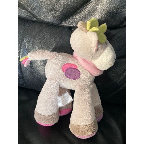 Peluche vache grise, rose et verte Alizée *Manon et Alizée 20cm