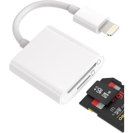 Lecteur de Carte SD Micro SD 2 en 1 Adaptateur Lightning Jack Card Lecteur Clé Télécharger Photos Accessoires pour Apple Iphone 14 13 12 11 Pro Max 7 8 Plus X SE XS XR pour iPad Air Tablet