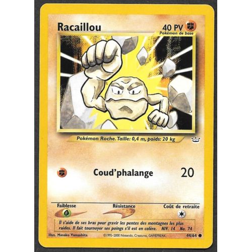 Carte Pokémon Racaillou 44/64 - Neo Révélation Wizards (Fr)